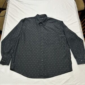 John Henry Silk Feel Black XL Button Up Shirt Super Soft Dressy Design